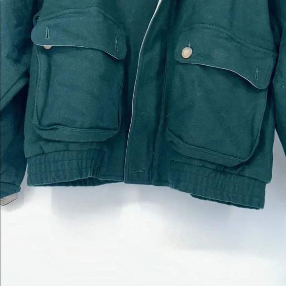 Vintage Boston Traders Men’s Wool Blend Green Bomber Jacket Size M Zip Front - Picture 7 of 12